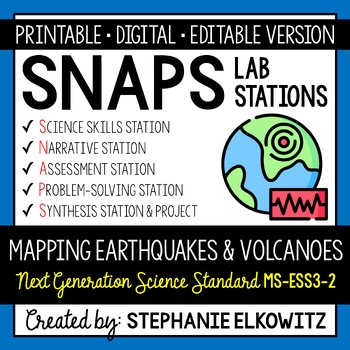 Preview of MS-ESS3-2 Earthquake and Volcano Mapping Lab | Printable, Digital & Editable