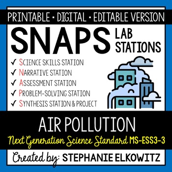 Preview of MS-ESS3-3 Air Pollution Lab Stations Activity | Printable, Digital & Editable