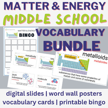 Preview of MS G6-8 Matter and Energy Vocabulary Bundle | English & Spanish