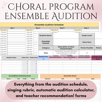 Preview of MS/HS Choral Ensemble Audition Rubric and Automated Scoring Google Sheet