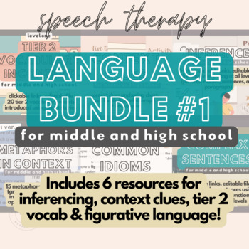 Preview of MS/HS Speech Therapy Language #1 (Inference, Context Clues, Tier 2 Vocab, etc.)