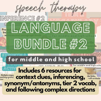 Preview of MS/HS Speech Therapy Language #2 (Vocab, Following Directions, Inference, etc.)