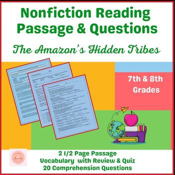Preview of 7th & 8th Nonfiction Passage with Questions: The Amazon's Hidden Tribes