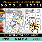 MS-LS1-1 Characteristics of Living Things Doodle Note Plus