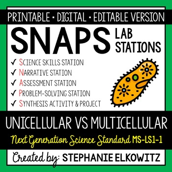 Preview of MS-LS1-1 Unicellular vs. Multicellular Lab | Printable, Digital & Editable