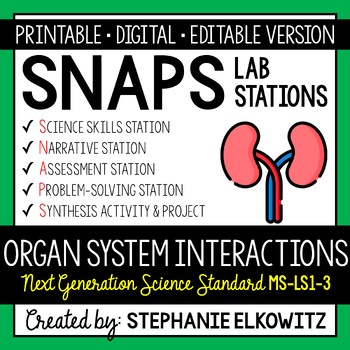Preview of MS-LS1-3 Human Body Systems Interactions Lab | Printable, Digital & Editable