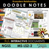 MS LS2-2  Interactions in an Ecosystem Doodle Notes + Inte