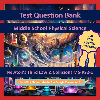 Preview of MS Newton's Third Law & Collisions	MS-PS2-1 TQB NO-PREP Google Forms™ 100Qs Test
