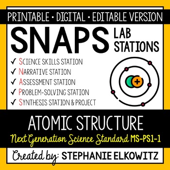 Preview of MS-PS1-1 Atomic Structure Lab Stations Activity | Printable, Digital & Editable