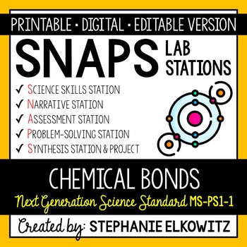 Preview of MS-PS1-1 Chemical Bonding Lab Stations Activity | Printable, Digital & Editable