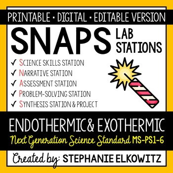 Preview of MS-PS1-6 Endothermic & Exothermic Reactions Lab | Printable, Digital & Editable
