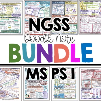 Preview of Matter and Interactions Science Doodle Notes Bundle | MS-PS1