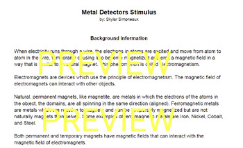 Preview of MS-PS2-3 and MS-PS2-5 Metal Detectors Stimulus and Questions
