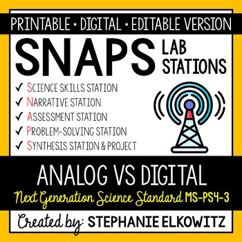 Preview of MS-PS4-3 Analog vs. Digital Signals Lab Activity | Printable, Digital & Editable