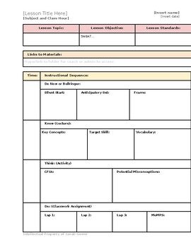 Preview of MS and HS Daily Lesson Plan Template