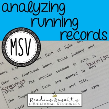 Preview of Free MSV Cheat Sheet: Analyzing Running Records