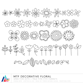 Preview of MTF Decorative Floral Doodles Font :: Commercial Use :: Miss Tiina Fonts