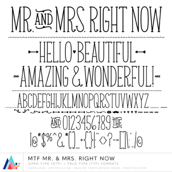 Preview of MTF Mr. & Mrs. Right Now :: Commercial Use :: Miss Tiina Fonts