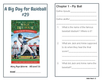 Preview of MTH A Big Day for Baseball #29 - Comprehension questions & additional activities
