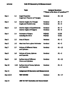 Preview of MTH1W Unit #5 Geometry & Measurement Gr. 9 De streamed Math Ontario Curriculum