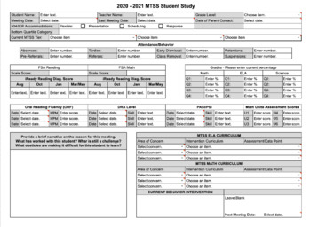 Preview of MTSS Data Form
