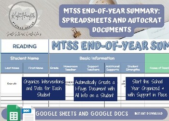Preview of MTSS End-of-Year Summary_Spreadsheet and Individual Student Files