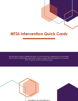 Preview of MTSS Intervention Quick Cards
