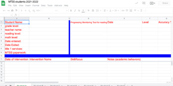 Preview of MTSS students data sheet 2021-2022