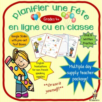 Preview of MULTI-DAY PLANS FOR SUBSTITUTE CORE FRENCH TEACHERS (Gr.4+) - Planifier une Fête
