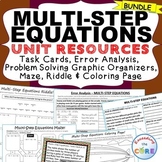 MULTI-STEP EQUATIONS Bundle - Task Cards, Error Analysis, 