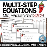 MULTI STEP EQUATIONS DIFFERENTIATED PRACTICE | MILD MEDIUM SPICY