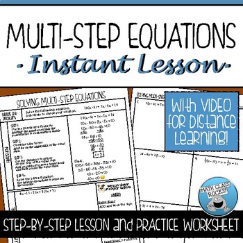 MULTI STEP EQUATIONS GUIDED NOTES AND PRACTICE By Math Class Rocks