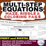 MULTI-STEP EQUATIONS Maze, Riddle, & Color by Number Activ