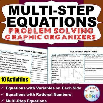 Preview of MULTI-STEP EQUATIONS Word Problems with Graphic Organizer