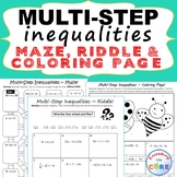 MULTI-STEP INEQUALITIES Maze, Riddle, Color by Number Coloring Page Fun Activity