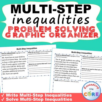 Preview of MULTI-STEP INEQUALITIES Word Problems with Graphic Organizers