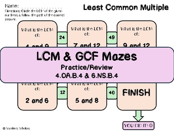 Preview of MULTIPLES & FACTORS | LCM | GCF | LCM & GCF Mazes to Practice & Review