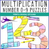 MULTIPLICATION 0-9 Math Puzzles | Use for Bulletin Board Numbers