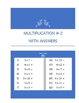 Preview of MULTIPLICATION # 2