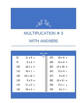 Preview of MULTIPLICATION # 3