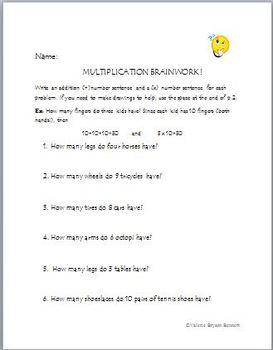 Preview of MULTIPLICATION BRAINWORK:FUN WORD PROBLEMS! Distance Learning