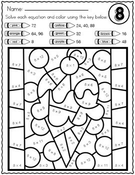 multiplication color by number tricky facts 6 7 8 9 12 by kim heuer