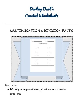 Preview of MULTIPLICATION & DIVISION FACTS: Version 1 of 5