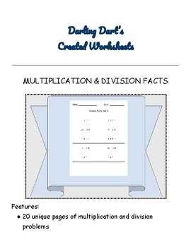 Preview of MULTIPLICATION & DIVISION FACTS: Version 2 of 5