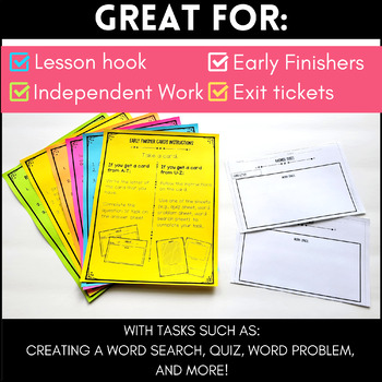 MULTIPLICATION EARLY FINISHER ACTIVITIES - Multiplication Practice