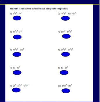 MULTIPLICATION PROPERTIES OF EXPONENTS by Smart Board Math Mart | TpT