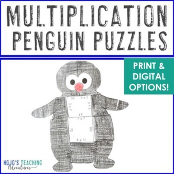 Preview of MULTIPLICATION Penguin Craft | FUN Winter Math Activity Center Game Craftivity