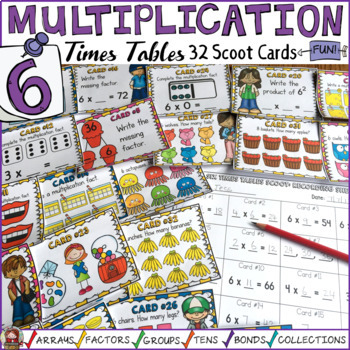 MULTIPLICATION: SIX TIMES TABLES FACTS: SCOOT CARDS by Teach2Tell