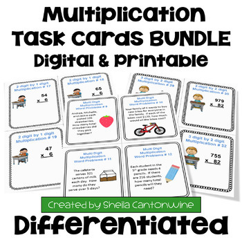 Preview of Multiplication Task Card Bundle - Differentiated