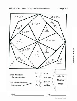 multiplication pages color coded math color by number geometric design